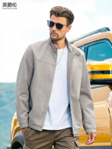 Enjeolon | Spring and Autumn Stand Collar Commuter Casual Texture Division Line Jacket