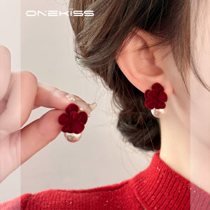 New Year Red Velvet Pearl Earrings: A Stylish Autumn Winter Accessory