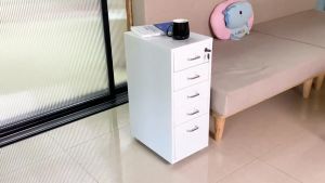 3/5/6 Drawer Metal Cabinet File with lock with wheels Storage Drawer For Home Bedside Office Under Desk Mobile Drawer Organizer Space Savers