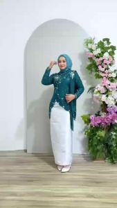 (FREE HIJAB) Setelan Kebaya Melati Payet Premium Sleyer /baju pesta terlaris Bahan Tille