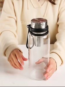 Bình Nước Thể Thao 1000 ML Thủy Tinh Borosilicate Chịu Nhiệt có Lõi Lọc Trà Inox 304 kèm Túi Xách Chống Sốc