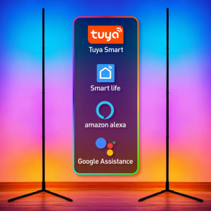 RGBIC Smart Corner Floor Lamp Tuya App & Remote Control Adjustable Colors & Effects Atmospheric Standing Light for Home