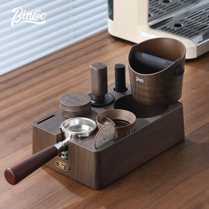 BINCOO เครื่องชงกาแฟไม้เครื่องชงกาแฟ8หลุมที่ตั้งไม้ตอกที่กรองกาแฟไม่ใช่เสื่อกันลื่นรองรับชั้นวางอุปกรณ์เสริมสำหรับกาแฟ