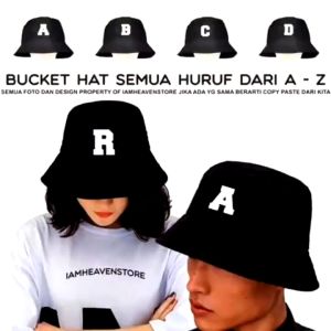 Bucket Hat Huruf / Bucket Hat Alphabet Bordir Timbul Laki Perempuan Remaja Dewasa Kualitas Premium