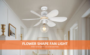 40W Ceiling Fan with LED Light E27 Socket Fan Light 20 inch Ceiling Fan Inverter with Remote 6 Blades Wall Fan Electric Cooling Fan Hanging Fan Dimmable LED Bulb for Home Room Kitchen
