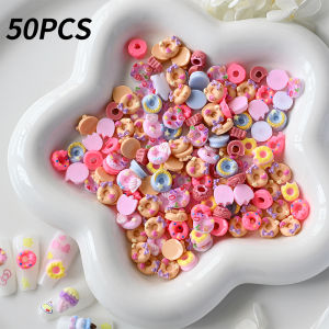 50Pcs 3D Mixed Cartoon Donuts Nail Art Charms Kawaii Dessert/Doughnut Nails Decorations for DIY Crafts Hair Manicure Accessories