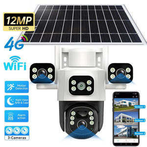 abay | 6K 12MP Solar 4G IP Camera CCTV Three Lens Three Screen Auto Tracking Outdoor WIFI Surveillance PTZ Camera Security Protection