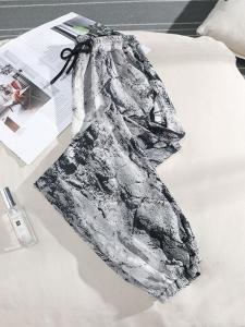 YILU | Ice Silk Watercolor Print Snow Silk Lantern Pants Anti-Mosquito Wide Leg Tapered Pants