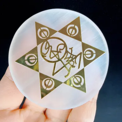 6cm Natural Crystal Selenite Slice Slab White Gypsum Natural Selenite Stone Crystal Disc Selenite Charging Plate