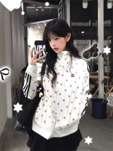 Vintage Polka Dot Stripe Spliced Sun Protection Jacket