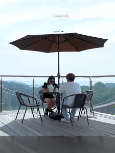 Coospro Outdoor Furniture Garden Set Black Glass Outdoor Table and Chairs for Balcony＆Terrace