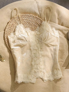 Lace Trimmed Velvet Tank Top Innerwear