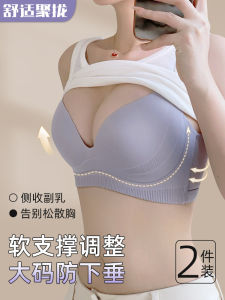 plus Size Bra Womens Gathered Anti-Sagging Large Chest Illusory Small Lift Side Breast Collection Winter Autumn Season