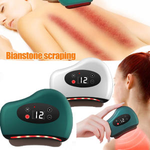 Hot đá điện cạo gió ban Massager gua SHA Máy trị liệu LCD 9 cấp/12 cấp nước nóng chế độ massage 42 ° nén nóng nâng da săn chắc NẠO VÉT kinh tuyến bạch huyết cai nghiện giảm đau có thể sạc lại