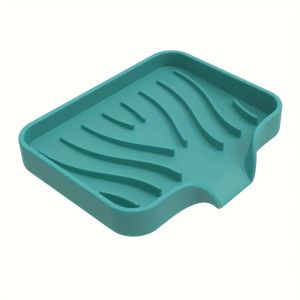 Silicone Soap Dish with Drain Kitchen Soap Tray Shower Self Draining Soap Dish Soft Bathroom Soap Holder for Kitchen Bathroom