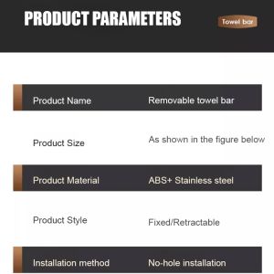 Retractable And Rotatable Suction Cup Towel Bar Punch-Free Bathroom Hook Storage Rack Bathroom Towels Hanging Rod Towel Rack