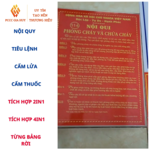 Bộ 4 Bảng Treo Tường PCCC bằng Mica Chuẩn Quy Định – Nội Quy Tiêu Lệnh Cấm Lửa Cấm Hút Thuốc rời hoặc tích hợp có đủ