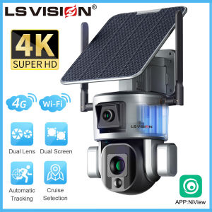 LS VISION กล้องวงจรปิดแสงอาทิตย์เลนส์คู่4K 8MP 4G /Wifi ออปติคัลซูม 10X กลางแจ้งกันน้ำในยุค กล้องพีทีซี ตรวจจับมนุษย์ติดตามอัตโนมัติตัวส่ง เป็นสารสกัด PTZ แบบไวร์เลสกล้องพีทีซี