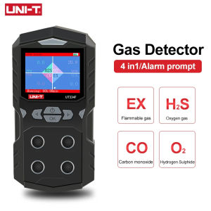 UNI-T 4-in-1 Gas Detector UT334F Gas Monitor Multiple Indicator (Vibration Audible Visual) O2 + EX + CX + H2S and LEL 4 Gas Monitor Personal Rechargeable 4 Gas Meter