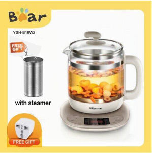 Original Bear health pot YSH-B18W2 Multi-Functional 1.5L LED Smart High Borosilicate Glass Herb Soup Tea Kettle with steamer box