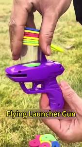 Kids Outdoor Game Foam Disc Gun Toy Flying Disc Shooting Launcher Gun Double Parent-child Interactive Children Toy
