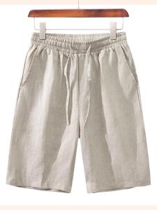 Linen Shorts Mens plus Size Straight Beach Pants Summer Thin Breathable Wide-Leg Pants Casual Cotton and Linen Pants Quality