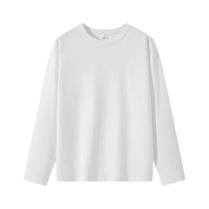 Heavyweight Long Sleeve Cotton T-Shirt Mens Loose Fit White Breathable Base Layer Shirt Short Sleeve Pure White T-shirt