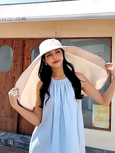 TORAS Womens sun hat Full face sunscreen large shawl Sun UV face visor Foldable Exposes Ponytail