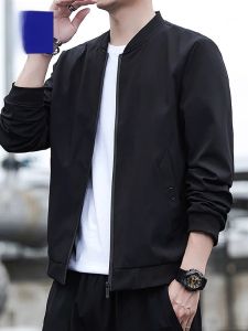 ROMON | Lormen Mens Baseball Jacket Spring Autumn New Fleece Thick Warm Windproof Workwear Jacket Mens Fashion Outerwear Coat