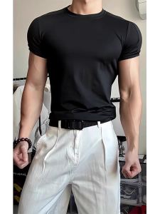 Cleanfit Slim Fit Short Sleeve T-Shirt for Men Muscle Enhancing Sports Base Shirt Youthful Popular Pure Cotton Long Sleeve