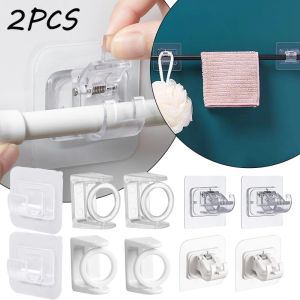 2 cái đục lỗ móc treo Thanh treo rèm với mạnh mẽ tự dính Thanh treo rèm tắm Thanh treo rèm khung có thể điều chỉnh được cho phụ kiện gia đình
