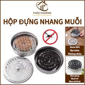 Khay Nhang Muỗi Inox Có Nắp Đậy An Toàn Hộp Nhang Muỗi Có Nắp Thép Không Gỉ