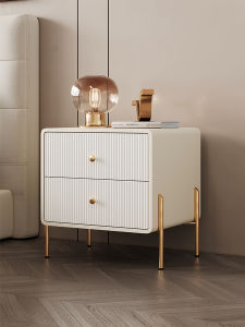 Modern Simple Leather Wooden Nightstand Home Bedroom Nordic Style Side Table Storage Cabinet Furniture