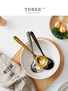 Tlife Cier 304 Stainless Steel Long Handle Soup Spoon Korean Style Gold And Silver Home Use Soup Serving Spoon Dining Utensils