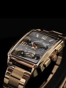 ＜915＞binbond Mens R Cross-Border Hot Square Calendar Waterproof Luminous Wholesale Multi-Functional Sports Gold Watch