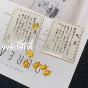 Stylespot⚡ Liontin keberuntungan / desain Asakusa gaya Jepang yang menarik / kura-kura mini emas jantan betina/Tersedia liontin keberuntungan kura-kura emas kecil grosir