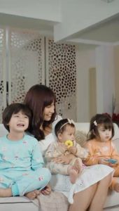 SETELAN PENDEK CELANA PANJANG VELVET JUNIOR size M L 6-12 bulan seri Happy Days setelan anak velvet