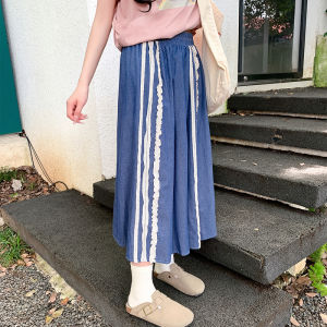 Retro High เอว ทรงเอ Mini กระโปรง พร้อม ลูกไม้ Trim Thin เดนิม ครึ่งความยาว ผู้หญิง ฤดูร้อน แฟชั่น ดีไซน์ ผ้าฝ้าย 100% กระโปรง