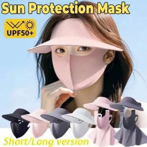 Sunscreen Mask Breathable Ice Silk Seamless Cap Set UV Resistant Detachable Sunshade Hat Full Face Neck Protection Empty Top Caps
