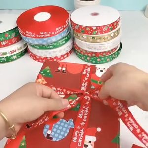 2.5 CM - 22M Christmas Ribbon – Gift Wrapping Floral Decorations Polyester Ribbon