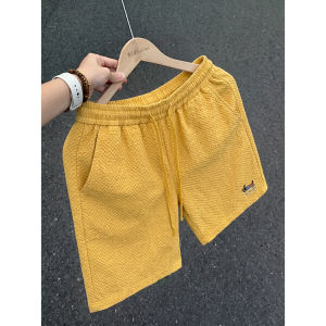 OUMULONG | Navy Ice Silk Embroidered Quick Dry Sport Casual Shorts