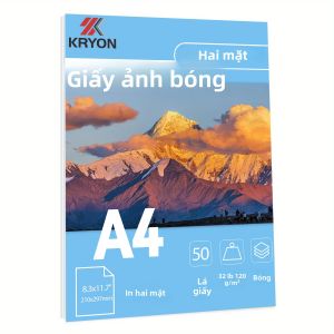 120GSM A4 Giấy In Ảnh Bóng Cao 2 Mặt 50 Tờ 8.3X11.7 Inch Tương Thích Với Máy In Phun Giấy Chụp Ảnh
