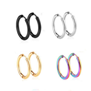 1Pairs/2Pcs Small Hoop Earrings Women Men Silver Color Stainles Steel Round Circle Pendientes 2024 Anti-allergy