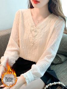 Elegant V-Neck Lace Top Spring Autumn Wear