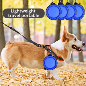 Pet Bowl 450ml Collapsible Dog Pet Folding Silicone Bowl Outdoor Travel Portable Puppy Food Container Feeder Dish Bowl