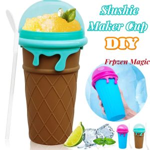 Slushy Cup Summer Squeeze Homemade Juice Water Bottle Quick-Frozen Smoothie Sand Cup Pinch Fast Cooling Magic Ice Cream Cup 2024