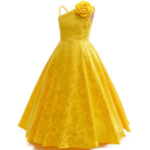 New Elegance Girls Fashion Birthday Party Costume Party Carnival Girl Dress 4-12 Years Old Banquet Formal Occasion Yellow Rose