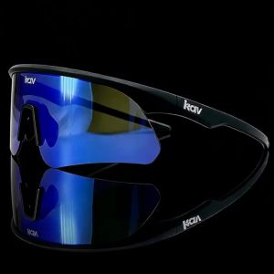 KAV Rimless Cycling Goggles Iridescent Lenses Windproof Anti-UV Lightweight Sports Glasses for Road Bike Running Climbing