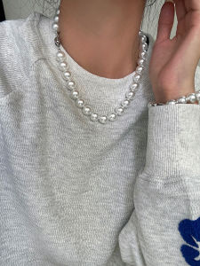 High Quality Artificial Australian White Pearl Knot Necklace Choker Chain Sweater Chain Pure Silver Buckle Fashion Jewelry