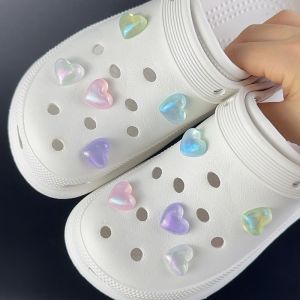 10PCS Fashion Shoe Charms Set Accessories Hole Shoe Buckle Cute Colorful Heart-sha DIY 3D Shoes Decorations Kid Party Girls Gift